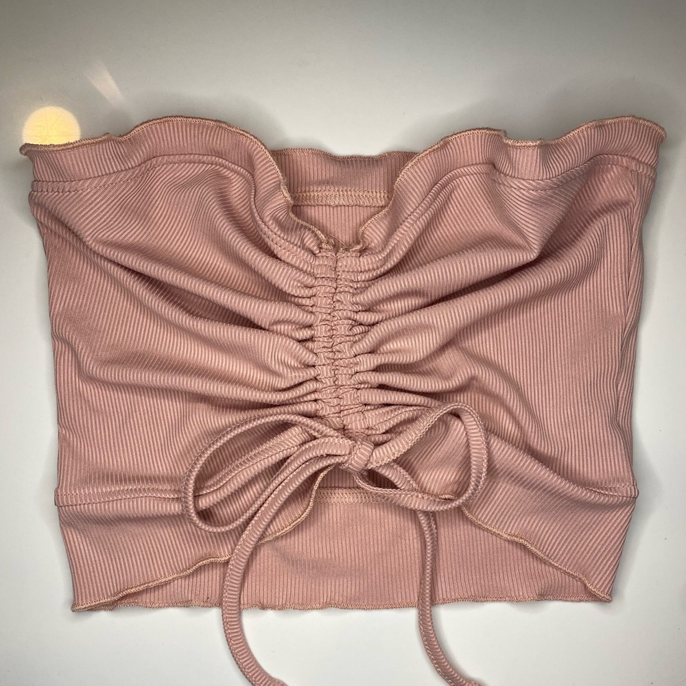 Shein pink ruched tube top/crop top.